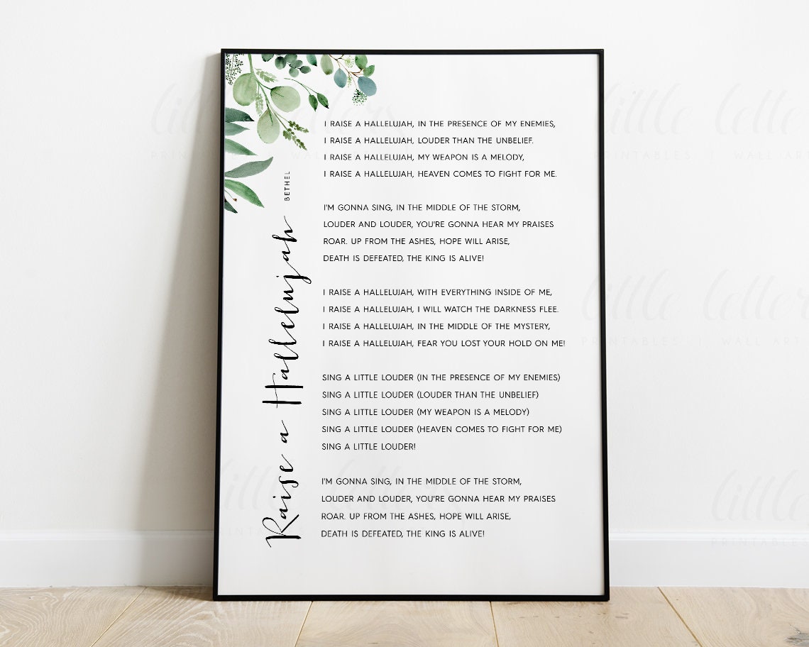 Hallelujah Paroles à Imprimer En Français Raise a Hallelujah Bethal // Lyrics // Gift // House Decor // - Etsy France