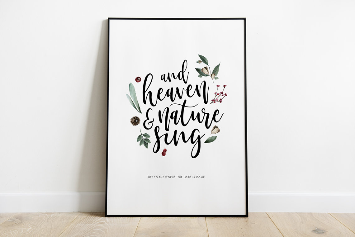 Christmas Wall Art, Printable, Heaven and Nature Sing, Joy to the World ...