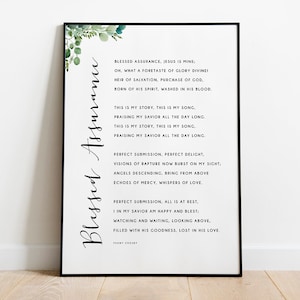 Blessed Assurance Hymn // Lyrics // Gift // House Decor // Print // Christian Gift // Song // Hymnal // Worship // Wall Art // Church