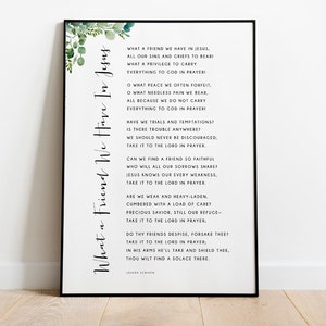 What A Friend We Have In Jesus Hymn // Songtekst // Cadeau // Huisdecoratie // Afdrukken // Christelijk cadeau // Lied // Gezangboek // Worship // Muurkunst //