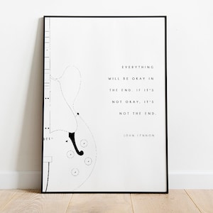 John Lennon Quote Printable // Wall Art // Music Guitar Lyrics Beatles Gift // Everything Will Be Ok // Print Digital Download