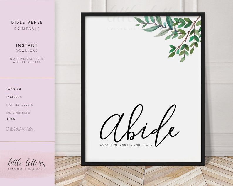 Bible Verse Wall Art Bible Verse Printable John 15 Scripture Etsy