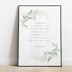 CS Lewis Quote Printable, Friendship Quote, Wall Art, Digital Download Print, Gift
