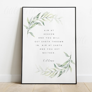 CS Lewis Quote Printable, Aim at Heaven Quote, Wall Art, Digital Download Print, Gift Faith,