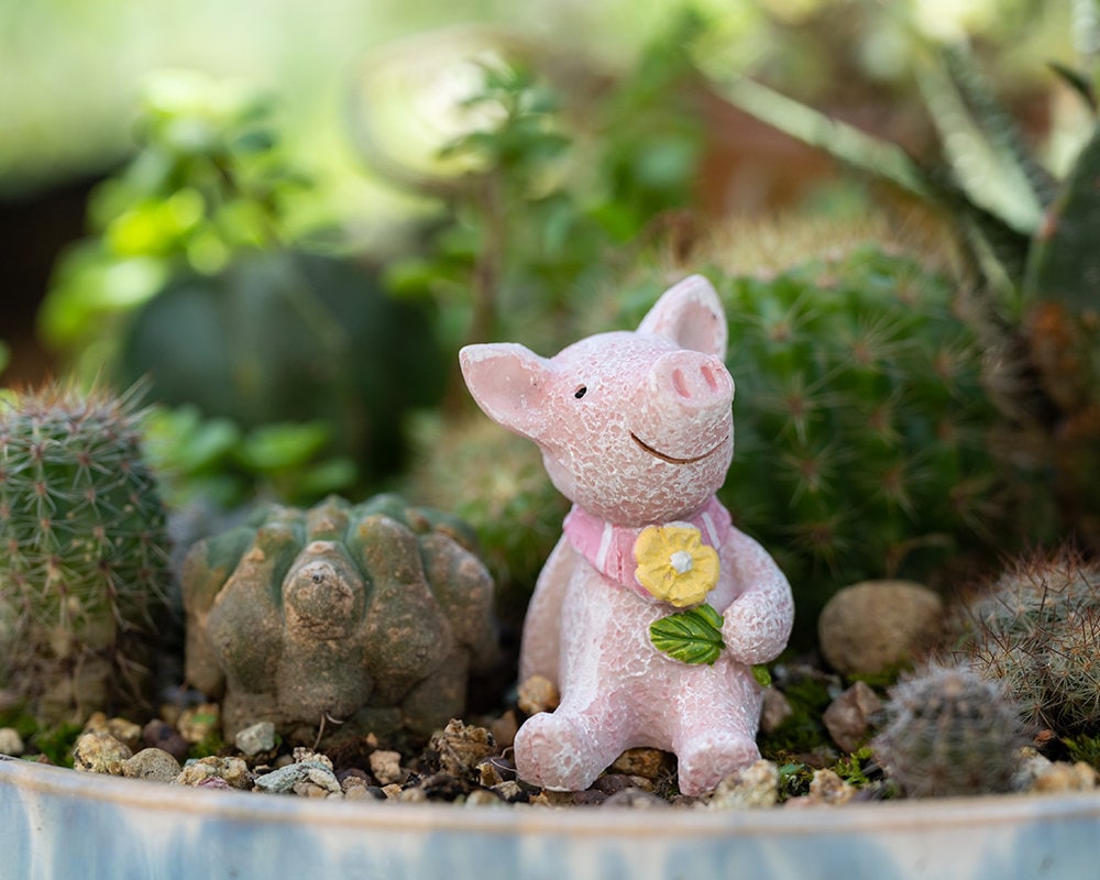 Miniatur-Tier-kleines rosa Schwein-Fee Gartenzubehör & Zubehör, Mini-Tiere für Feen und Terrarien