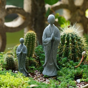 Miniature Small Mixed Size Monk Buddha Praying-hands , Fairy Garden Accessory, Miniature Gardening, Terrarium Supply
