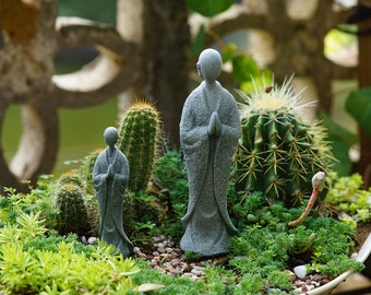 Miniature Small Mixed Size Monk Buddha Praying-hands , Fairy Garden Accessory, Miniature Gardening, Terrarium Supply