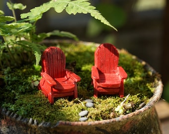 Miniature Tiny Red Chair, Fairy Garden Accessory, Miniature Gardening, Terrarium Supply