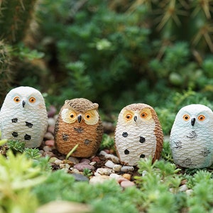 4PC Miniature Samll Set of  4pcs Colorful Adorkable Owls Miniature Gardening, Terrarium Supply,Miniature Garden Decor
