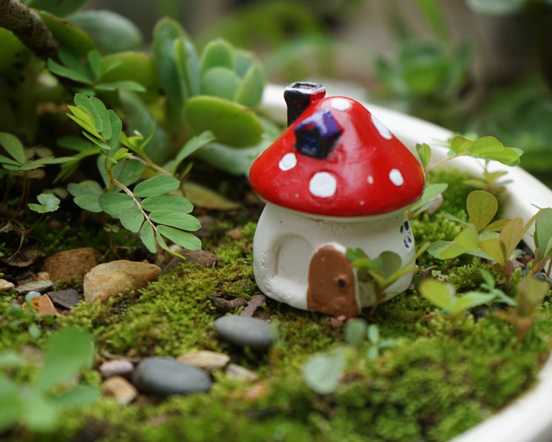 Fairy Garden Accessories Red Mushroom House Open-door , Miniature ...