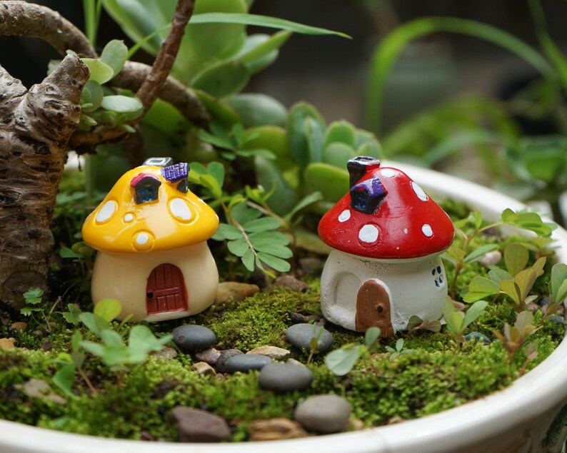 Fairy Garden Accessories Mushroom House With Door , Miniature Gardening ...