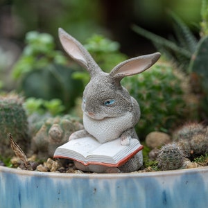 Miniatur-Kaninchen-Lesebuch, Miniatur-Gartenarbeit, Terrarium-Versorgung, Miniatur-Garten-Dekor