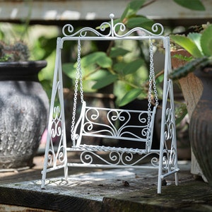 Acessórios para jardim de fadas em miniatura, balanço para dois, decoração de jardim, acessórios e suprimentos para fadas
