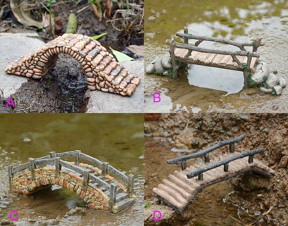Mini Wooden Bridge Micro Landscape Resin Figurines Fairy Garden Accessorie H AL 