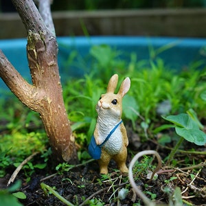 Miniature Rabbit with Satchel, Miniature Gardening, Terrarium Supply,Miniature Garden Decor