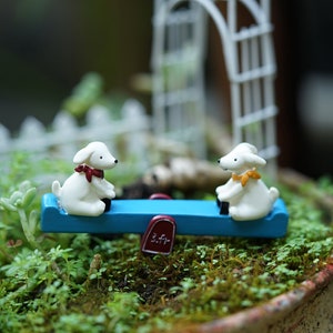 Fairy Garden Accessories Miniature Tiny Dogs Seesaw Miniature Gardening, Terrarium Supply,Miniature Garden Decor