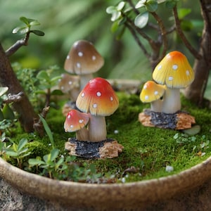 Fairy Garden Accessories Colorful Mushrooms Miniature Gardening, Terrarium Supply,Miniature Garden Decor  3 Colors