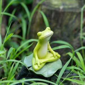 Miniature Small Yoga Frog Sit on Leaf , Fairy Garden Supplies & Accessories, Mini Animals for Fairies and Terrariums