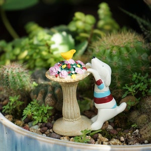 Miniature Dog and Flower Pot , Fairy Garden Accessory, Miniature Gardening, Terrarium Supply