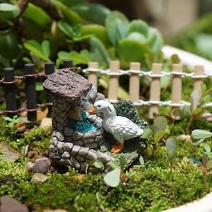 Miniature Tiny White Duck Drink Water Figurine  , Miniature Gardening, Terrarium Supply, Miniature Garden Decor