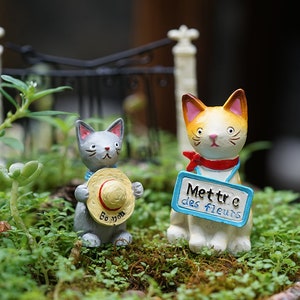 Fairy Miniature Small Funny Cats Fairy Garden Accessories, Terrarium Supply , Miniature Gardening Figurines