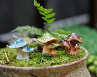 Accessori per giardino delle fate da 4 cm, piccoli funghi divertenti, giardinaggio in miniatura, fornitura per terrari, decorazioni per giardini in miniatura