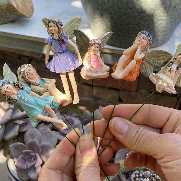 6 petites fées miniatures avec aile de jardinage, terrarium, décoration de jardin miniature