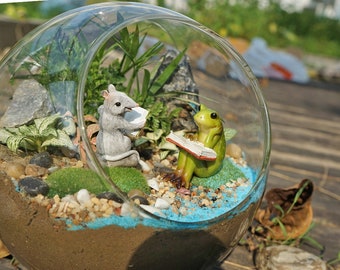 Top Collection Miniatur-Fairy Garden Figur „Frosch Verstecken Im Buch“ – 7 X 5,1 Cm, Handbemalt, Aus Kunstharz