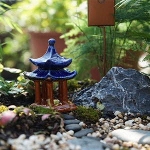 Miniatur-Sechseckiger Keramik-Pavillon, Feengarten-Accessoire, Miniatur-Gartenarbeit, Terrarium-Versorgung