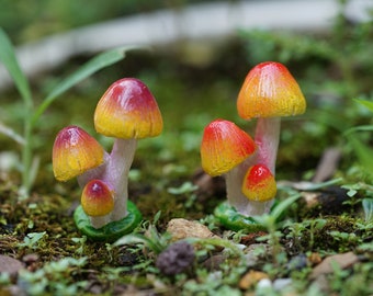 Accessori per giardini fatati in miniatura, tre funghi sfumati in miniatura, giardinaggio in miniatura, forniture per terrari, decorazioni per giardini in miniatura