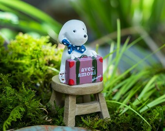Miniature Dog Sit on Chair, Miniature Gardening, Terrarium Supply, Miniature Garden Decor