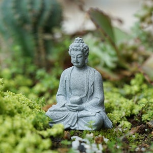 Miniature Tiny Buddha Sit in Meditation , Miniature Fairy Garden Accessories, Terrarium Supply , Miniature Gardening Figurines