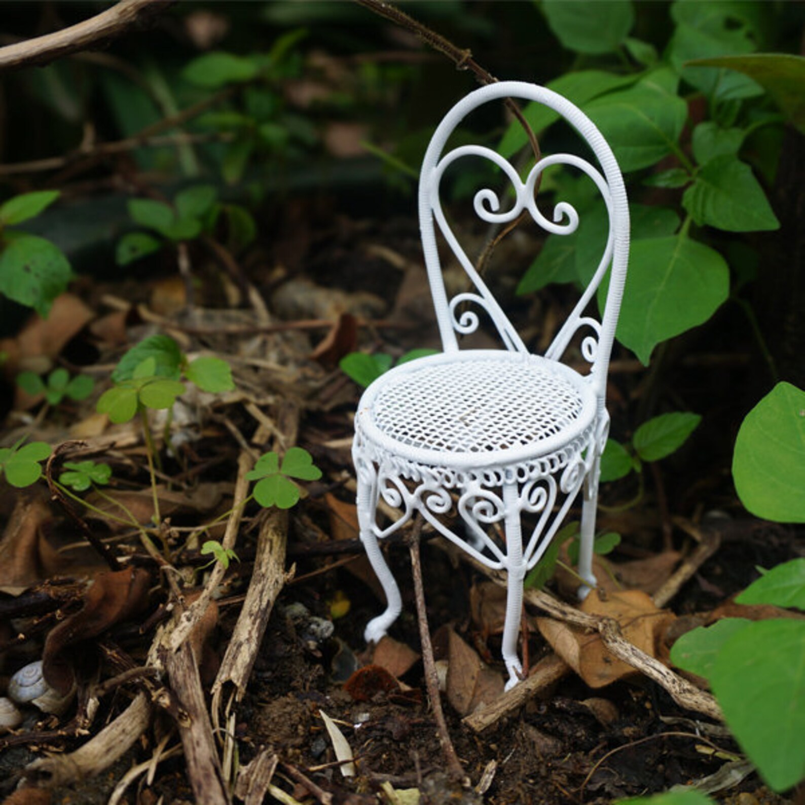 1 STÜCK Fairy Garden Zubehör Miniatur Weiß Stuhl Garten