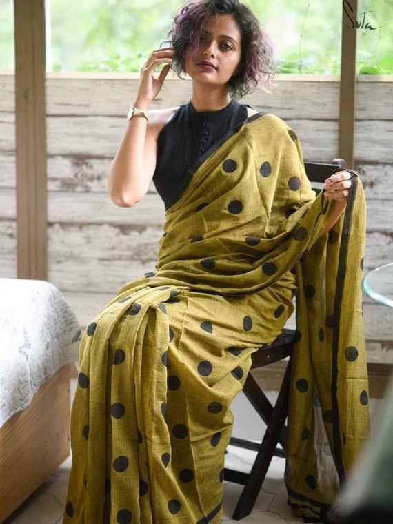 Handmade Hand Block Print Cotton Saree 