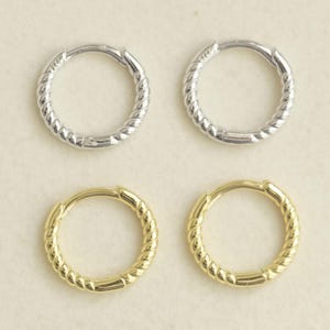 14k Gold Vermeil Huggies, Sterling Silver Huggies, Small Huggie Hoop, Twisted Hoops, Braided Hoops, Gold Huggie Earring, Gold Hoop Earring