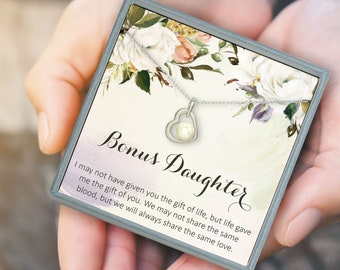 Step Daughter Jewelry Gifts, Bonus Daughter Necklace Step Daughter Gifts, Stepdaughter Quote Card, Unbiological Daughter Gifts for Step