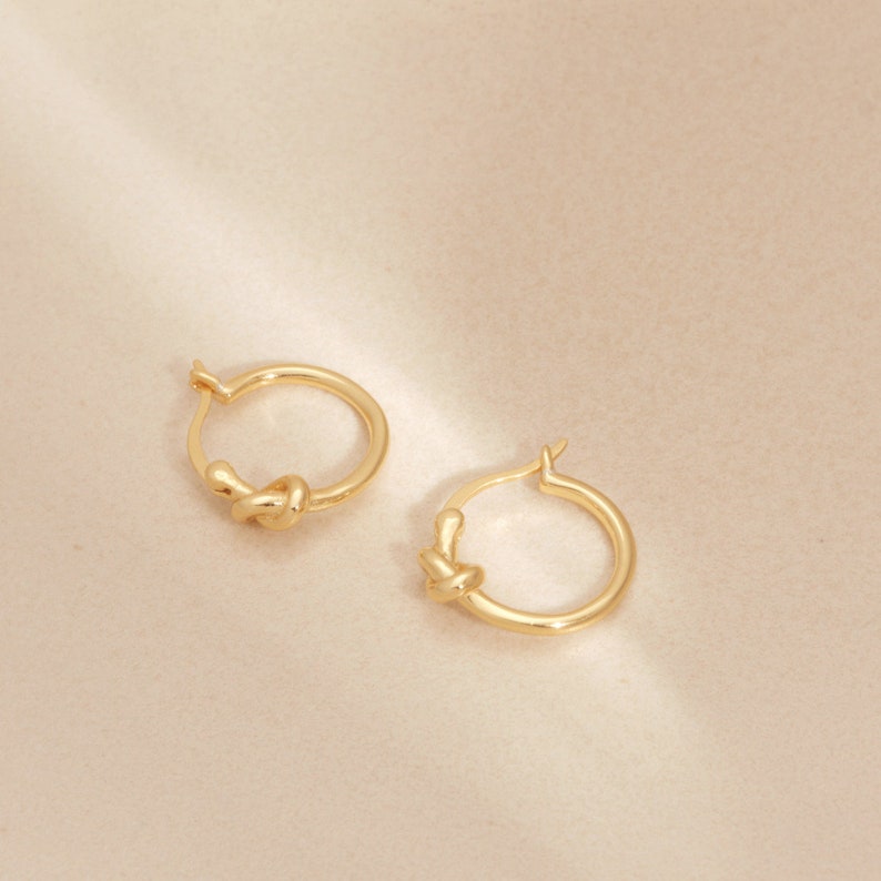Gold Vermeil Knot Earrings, Gold Knot Hoop Earrings, Knot Hoops, Gold Hoops, Gold Earrings, Minimalist, Gift, Earrings Sterling silver image 3