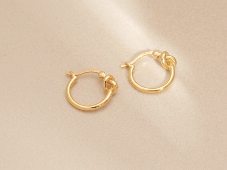 Gold Vermeil Knot Earrings, Gold Knot Hoop Earrings, Knot Hoops, Gold Hoops, Gold Earrings, Minimalist, Gift, Earrings Sterling silver image 2
