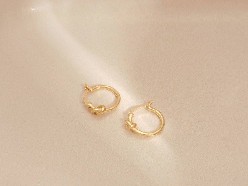 Gold Vermeil Knot Earrings, Gold Knot Hoop Earrings, Knot Hoops, Gold Hoops, Gold Earrings, Minimalist, Gift, Earrings Sterling silver image 4