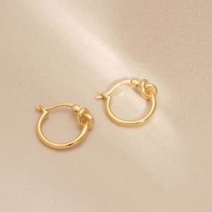 Gold Vermeil Knot Earrings, Gold Knot Hoop Earrings, Knot Hoops, Gold Hoops, Gold Earrings, Minimalist, Gift, Earrings Sterling silver image 1