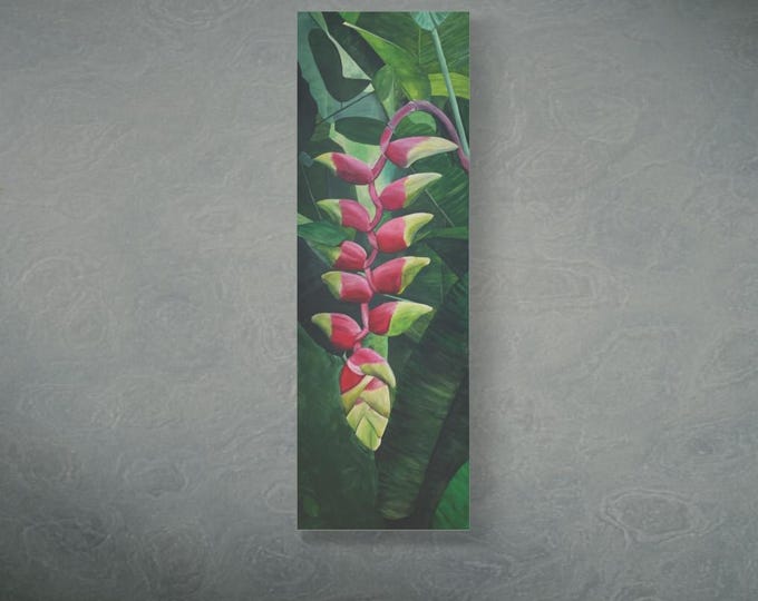 Featured listing image: Heliconia Original Acrylic Painting on Canvas 12"x36"