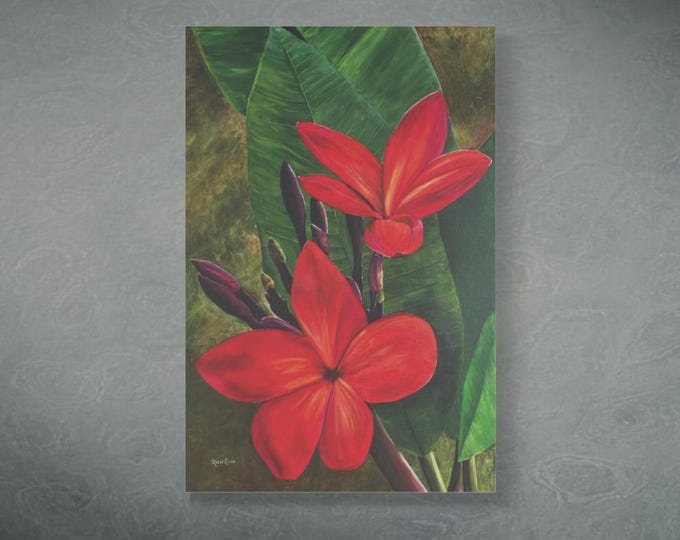 Featured listing image: Plumeria Original Acrylic Painting on Canvas 24"x36"