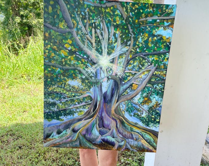 Sacred Ceiba Tree Puerto Rico Original Oil Painting “Spirit of the Ceiba” 24”x30”