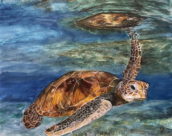 Sea Turtle Print | Giclée Ocean Art, Coastal Wall Decor