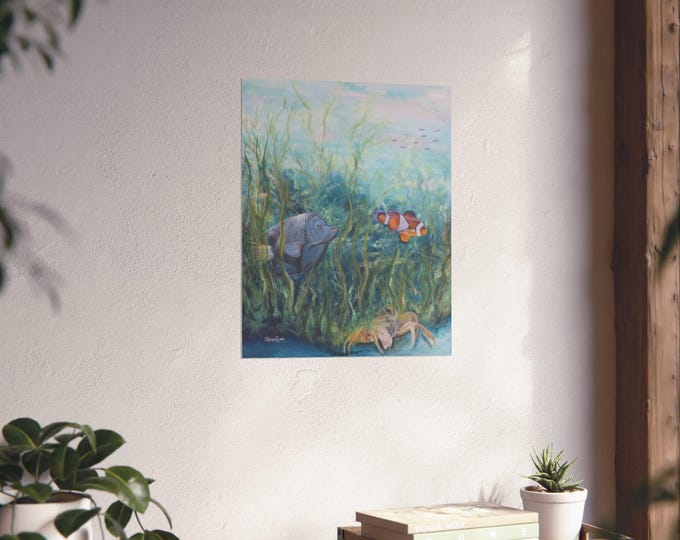 Clownfish Fine Art Giclee Print | Underwater Sea Life Poster
