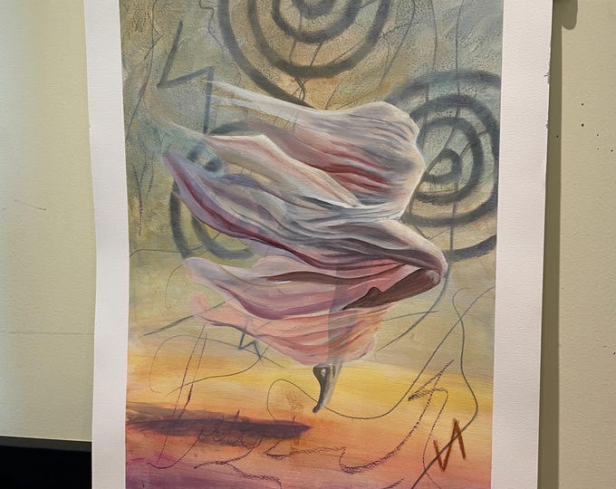 Dreamy Surreal Original Mixed Media Oil Painting “Ancestral Dreams” 18”x26”