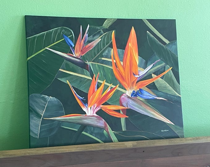 Birds of Paradise Giclée on Canvas 30”x24"