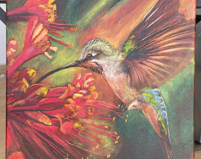 Hummingbird Original Oil Painting 12”x16”