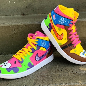 Hand Painted Custom Spongebob and Patrick Air Jordan 1