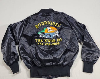 New Vintage Satin Snap Button Jacket Tae Kwon Do Karate Kids Medium